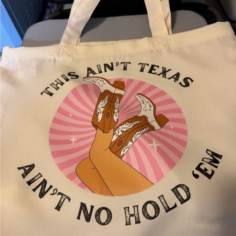 Stylish Cream Tote Bag with Western Design